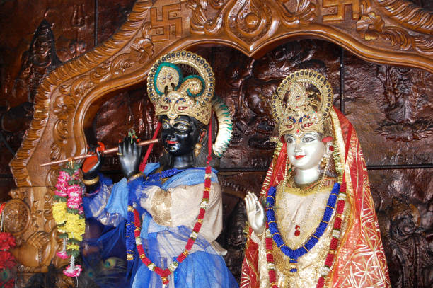 istock Two statues at Ganga Talao temple shrine in Mauritius 1287577338