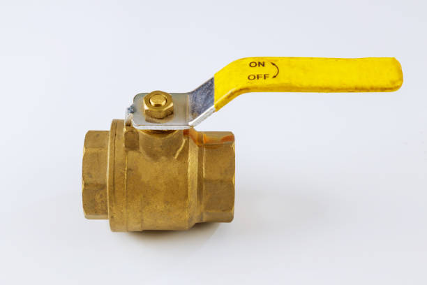New ball brass water tap in different size on isolated white background.