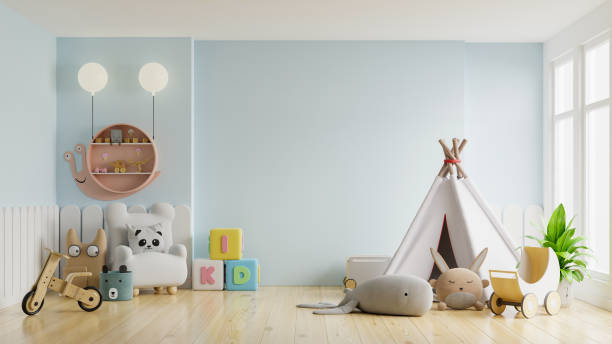 istock Mockup wall in the children's room. 1287579483