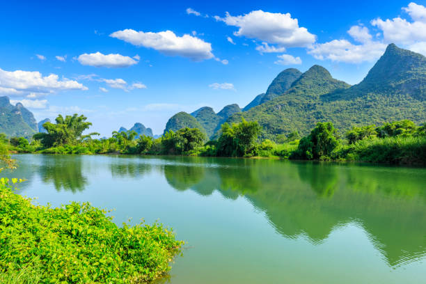 istock River and green mountain natural scenery in Guilin. 1287580708
