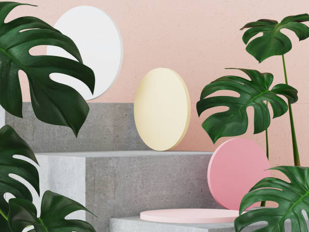 istock abstract background with pastel color podium 1287580749
