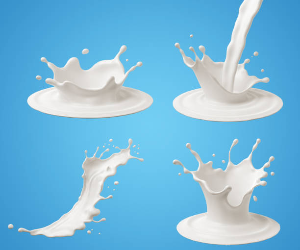 Set of Milk splash and pouring, yogurt or cream Set of Milk splash and pouring, yogurt or cream splash crown stock pictures, royalty-free photos & images