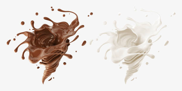 tornade de lait et de chocolat ou splash de forme twister - milk chocolate photos et images de collection