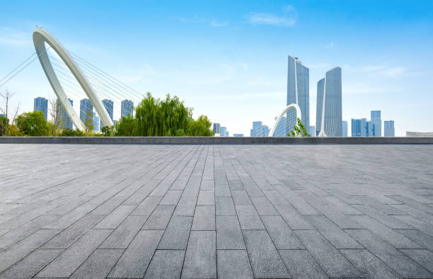 istock Empty square floor and Nanjing city scenery, China 1287583937