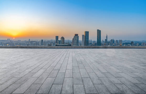 istock Empty square floor and Nanjing city scenery, China 1287583967