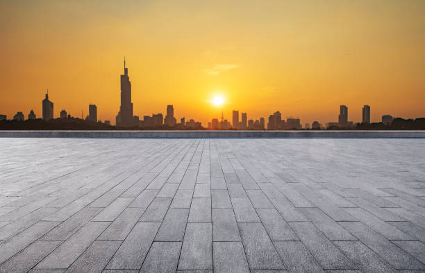 istock Empty square floor and Nanjing city scenery, China 1287584020