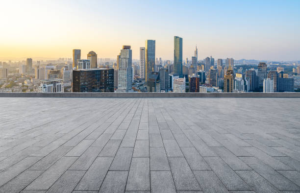istock Empty square floor and Nanjing city scenery, China 1287584026
