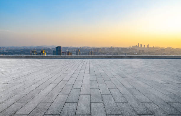 istock Empty square floor and Nanjing city scenery, China 1287584055