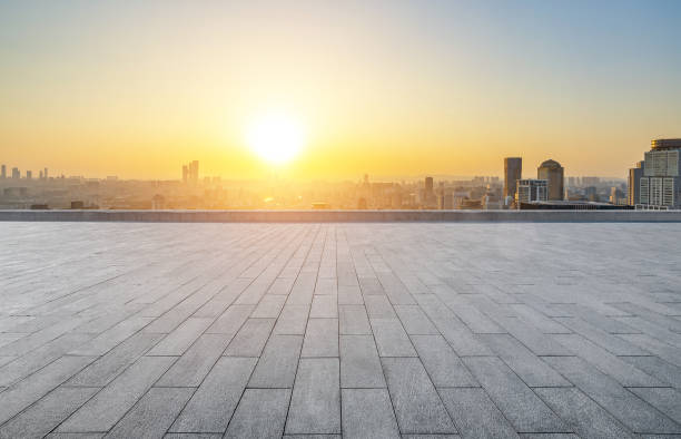 istock Empty square floor and Nanjing city scenery, China 1287584171