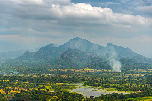 View of surrounding countryside from Sigiriya, North Central Province, Sri Lanka, Asia