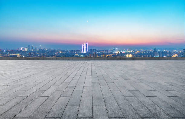 istock Empty square floor and Nanjing city scenery, China 1287585486