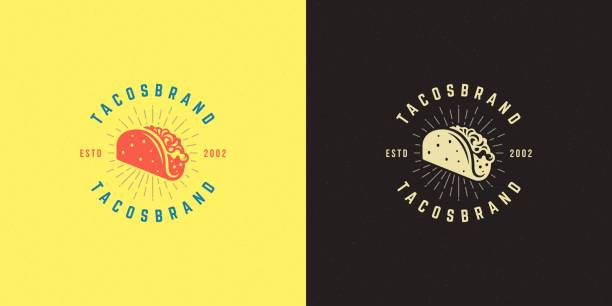 tacos logo vektor illustration taco silhouette, gut für restaurant-menü und café-abzeichen - mexikanische küche stock-grafiken, -clipart, -cartoons und -symbole