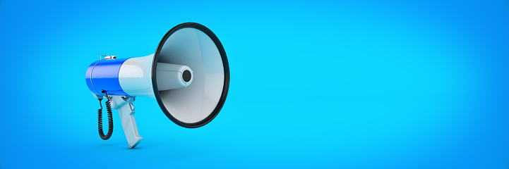 megaphone isolated, attention concept announcement. 3d rendering