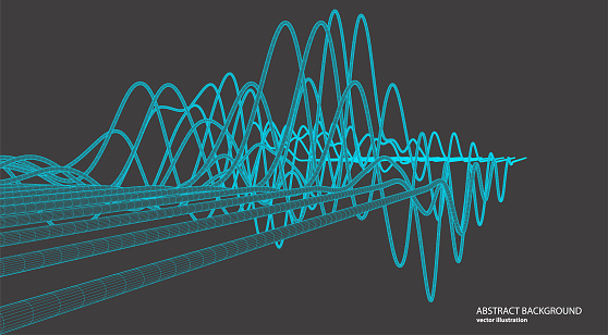 Wire Waveframe Graphics Vector Abstract Background With A Wireframe Dynamic Waves Line And ...