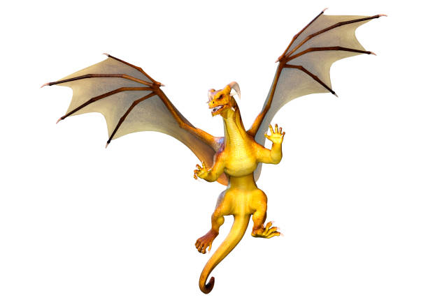 Golden 3d dragon icon isolated on white background - 3d render