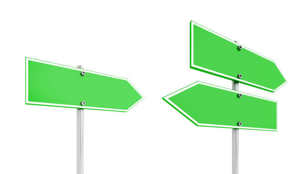 istock Blank green road sign isolated on white background, 3D rendering illustration 1287593939