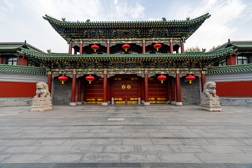 Gate of ancient Chinese government buildings in Taiyuan, Shanxi Province, China