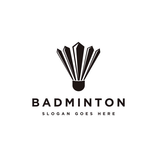 illustrations, cliparts, dessins animés et icônes de vecteur minimaliste d’icône de badminton de volant sur le fond blanc - raquette de badminton