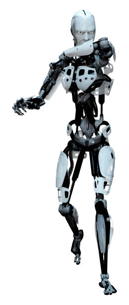 istock 3D illustration male robot on white 1287594853