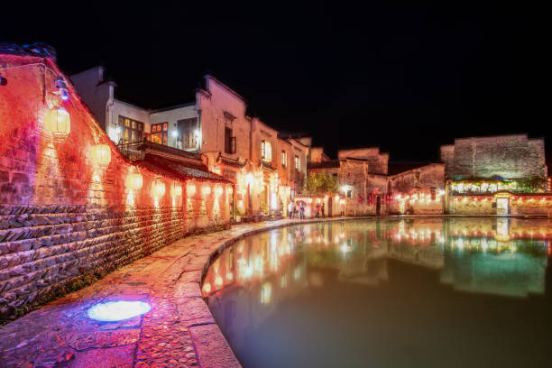 istock High definition night view of ancient village 1287595475