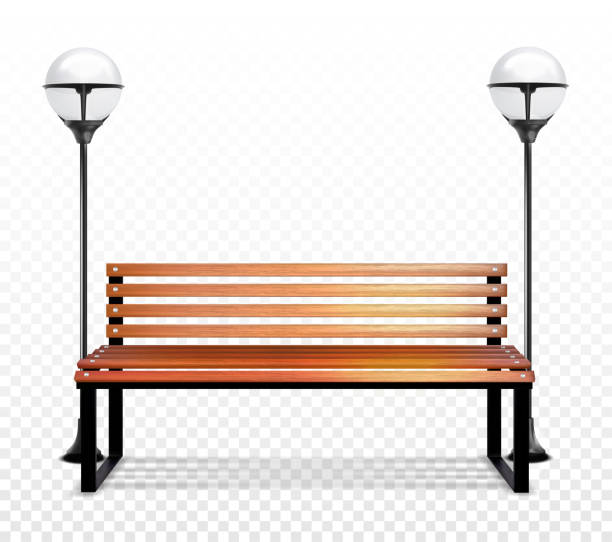 istock Wooden bench and outdoor lamp. Vector illustration. 1287596891
