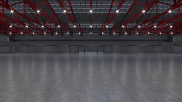 istock 3D render of empty exhibition space. backdrop for exhibitions and events. Tile floor. Marketing mock up. 1287598443