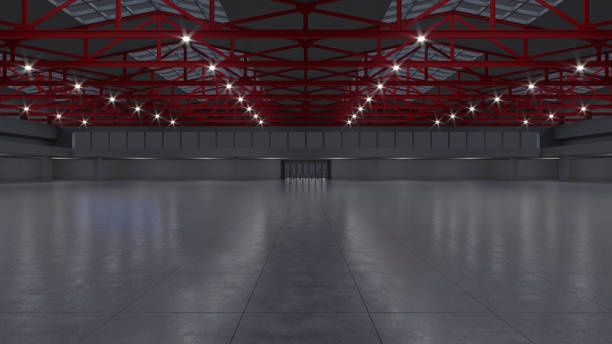 istock 3D render of empty exhibition space. backdrop for exhibitions and events. Tile floor. Marketing mock up. 1287598630