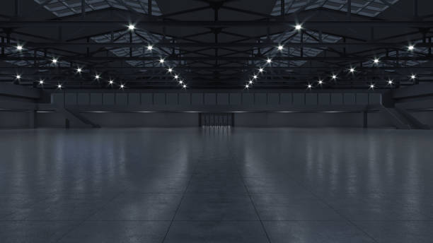 3D render of empty exhibition space. backdrop for exhibitions and events. Tile floor. Marketing mock up.