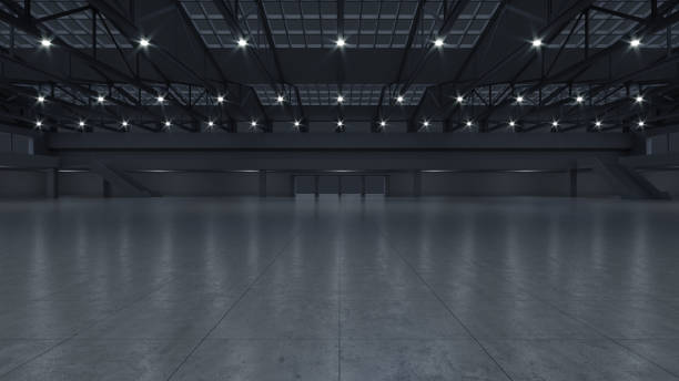 istock 3D render of empty exhibition space. backdrop for exhibitions and events. Tile floor. Marketing mock up. 1287598947
