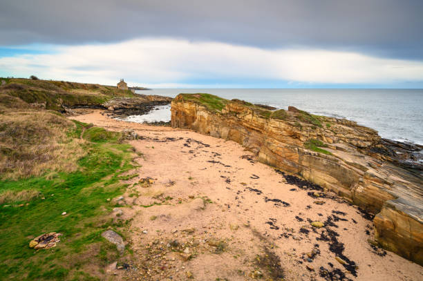 On the rocky shoreline  at Howick on the Northumberland coast, AONB, where there are several sandy coves