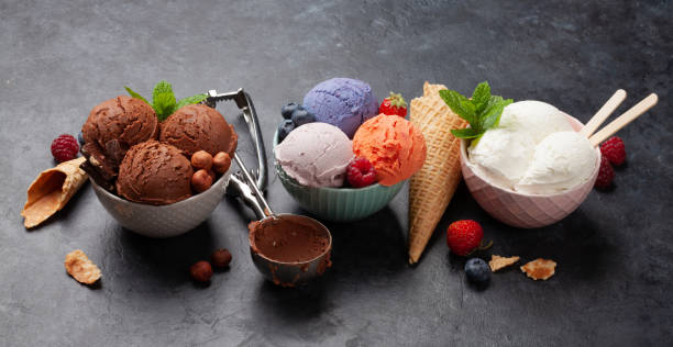 istock Berry, vanilla and chocolate ice cream 1287610449