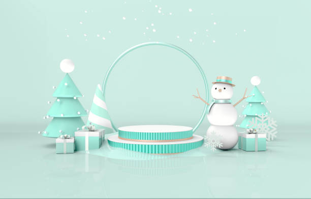 Christmas podium backdrop for product display.