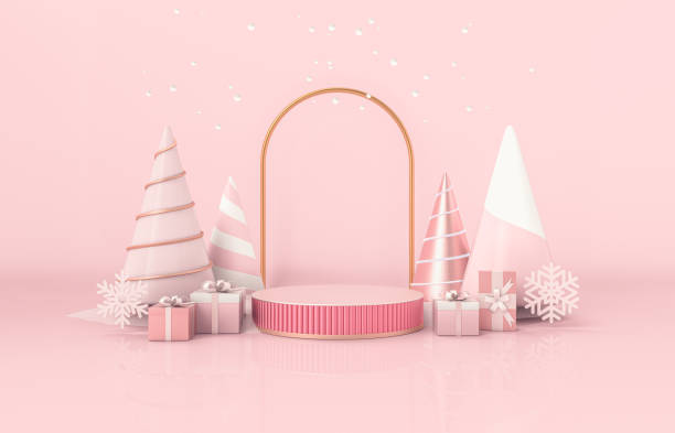 istock Christmas podium backdrop for product display. 1287611011