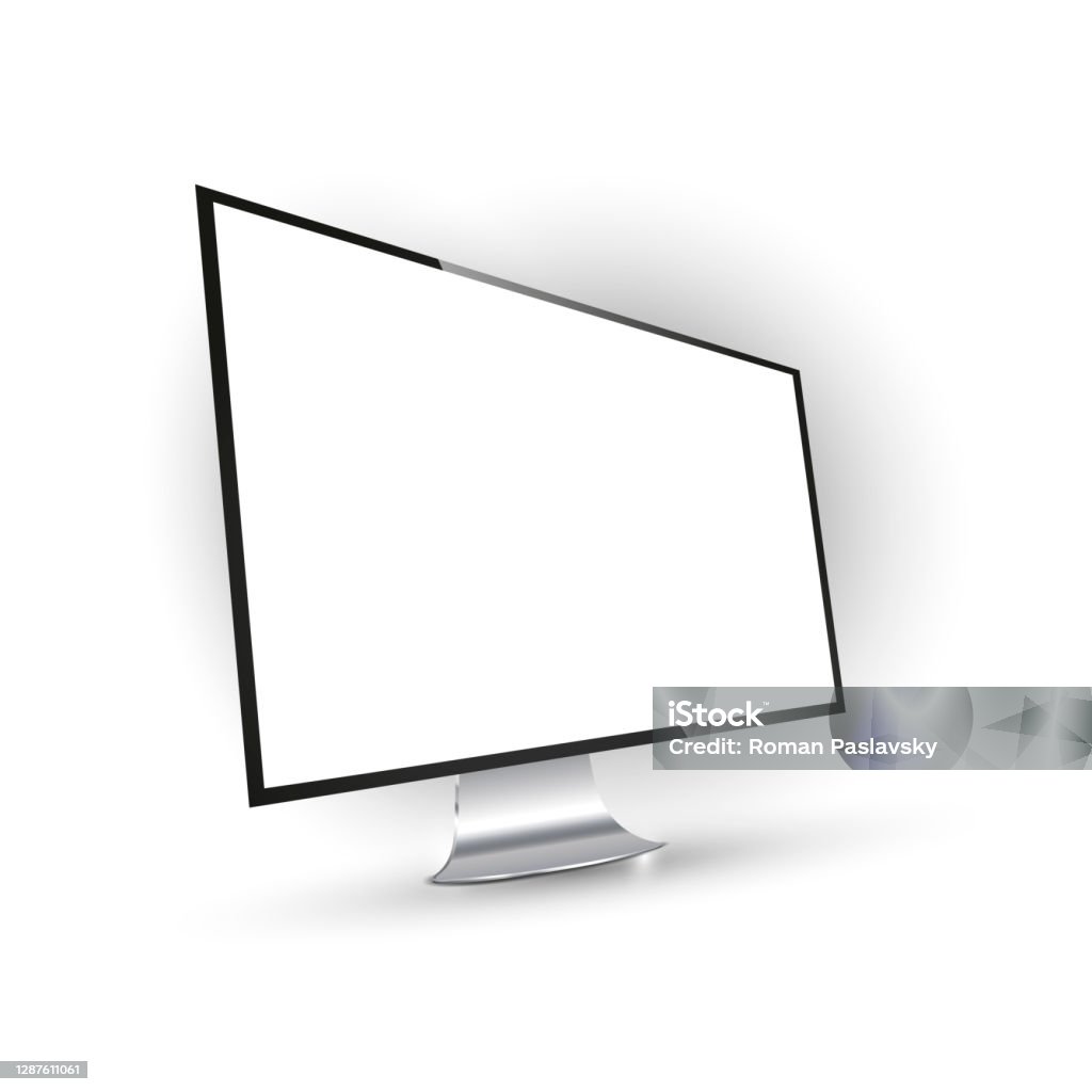 Desktop Display In Perspective Vector Illustration Perspective View On ...