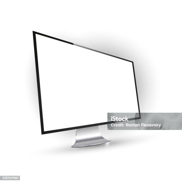 Desktop Display In Perspective Vector Illustration Perspective View On ...