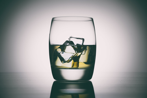 Glass empty glass of medium size. Isolated.