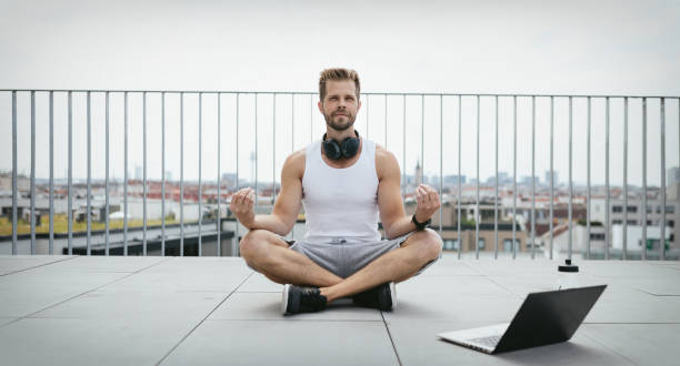 istock Outdoor workout on a rooftop terrace 1287615179