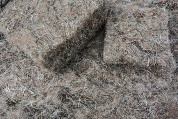 istock Natural hemp fiber boards for insulation 1287615195
