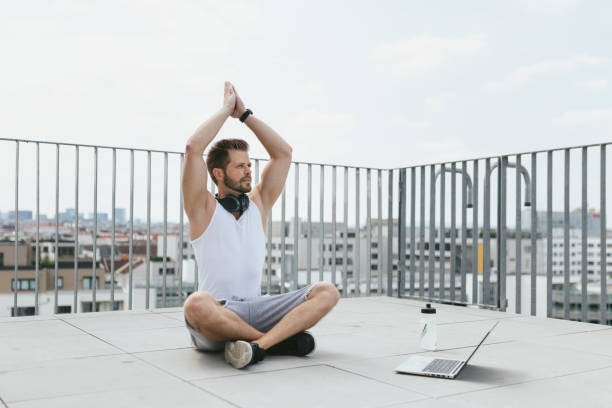 istock Outdoor workout on a rooftop terrace 1287615206