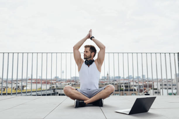 istock Outdoor workout on a rooftop terrace 1287615240