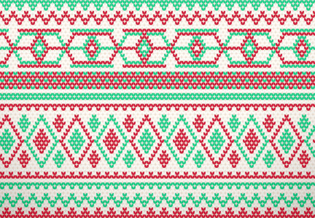ilustrações de stock, clip art, desenhos animados e ícones de christmas sweater background knit fabric pattern - christmas cardigan woven pattern