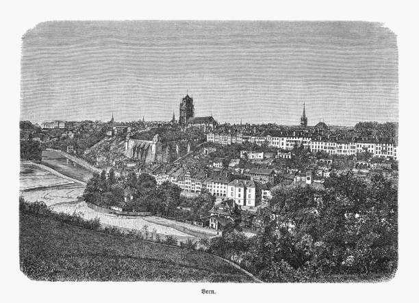 istock Historical view of Bern, Switzerland, wood engraving, published in 1893 1287620244