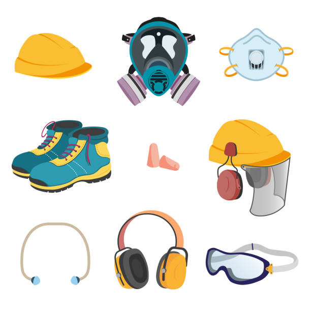 업무를 위한 개인 보호 장비 - pollution mask audio stock illustrations