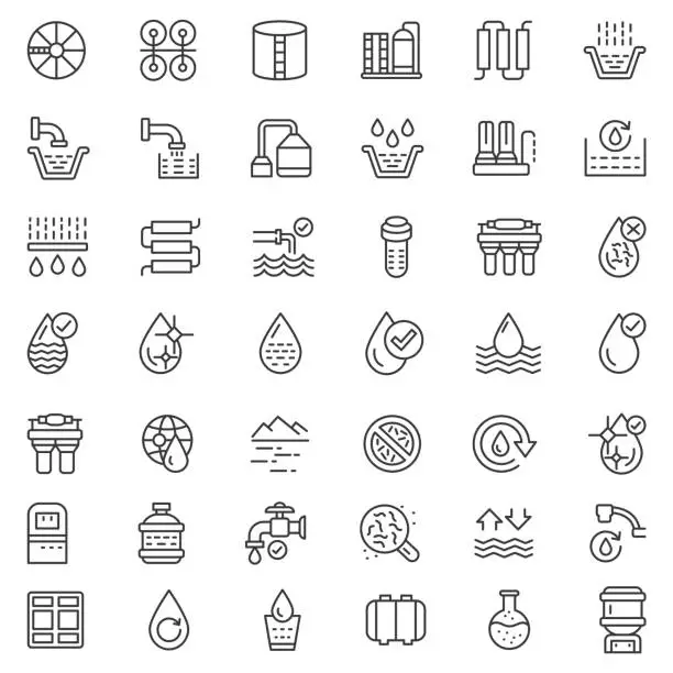 Vector illustration of Water treatment icon set