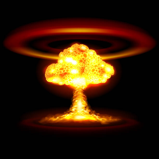 ilustraciones, imágenes clip art, dibujos animados e iconos de stock de atómica - fireball flame fire bomb