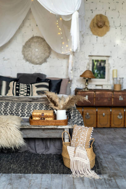 istock Comfortable bedroom in house with cozy interior 1287623566
