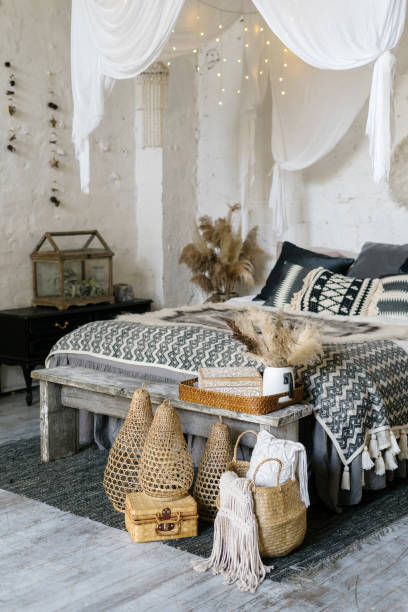 istock Comfortable bedroom in house with cozy interior 1287623593