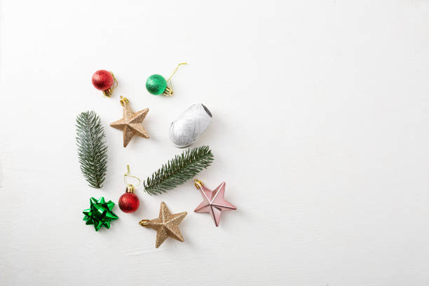 istock White Christmas decorations background with copy space. Holiday concept 1287625819