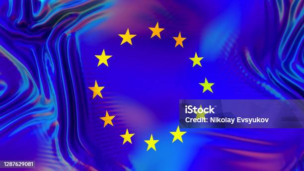 Eu European Union Flag With Lgbt Rainbow Reflections Gay Friendly Countrys 3d Render Illustration Stock Photo - Download Image Now