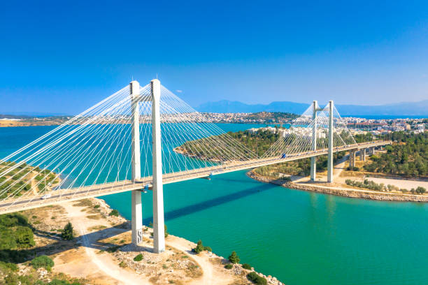 istock The impressive cable bridge of Chalkida, Euboea, Greece. 1287629453